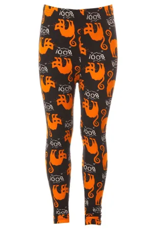 Kid's Colorful Halloween Scary Cat Boo Pattern Printed Leggings