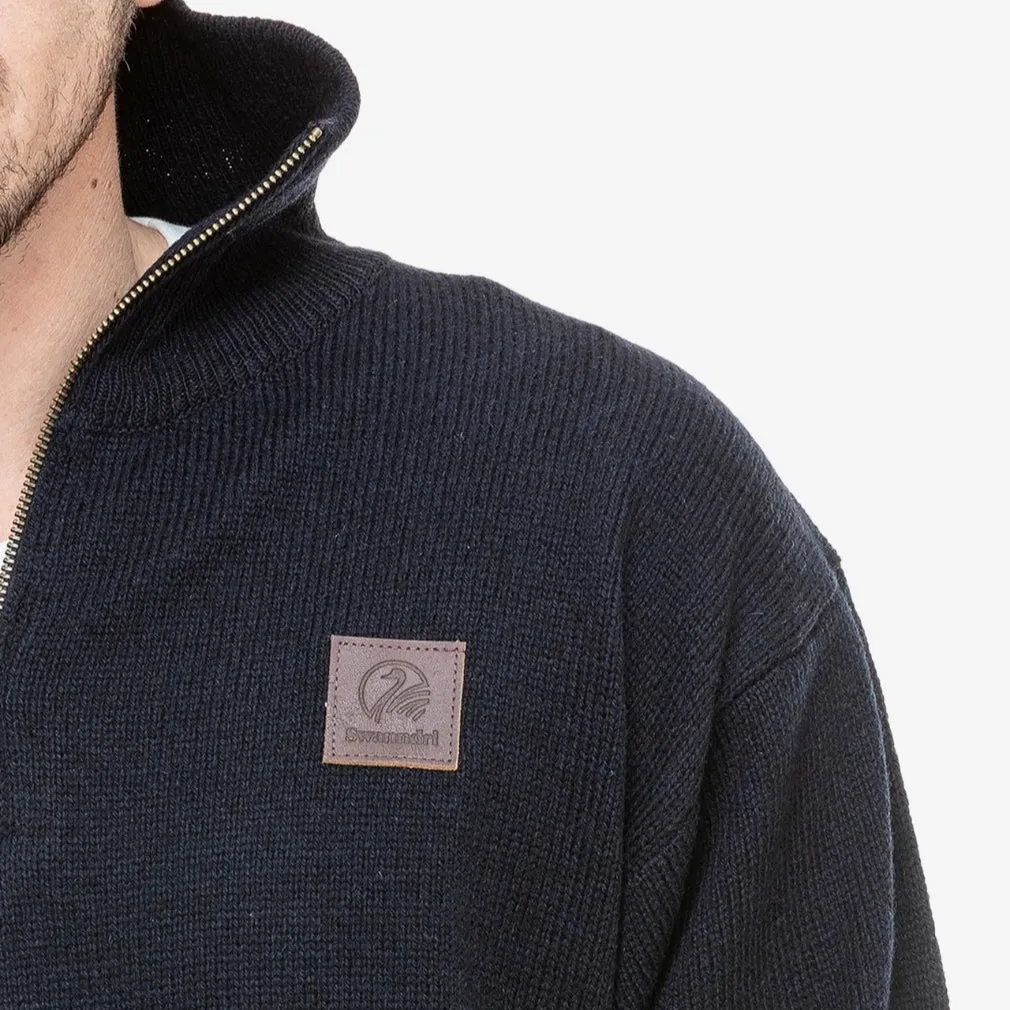 Mariner Zip Neck Wool Sweater - Navy