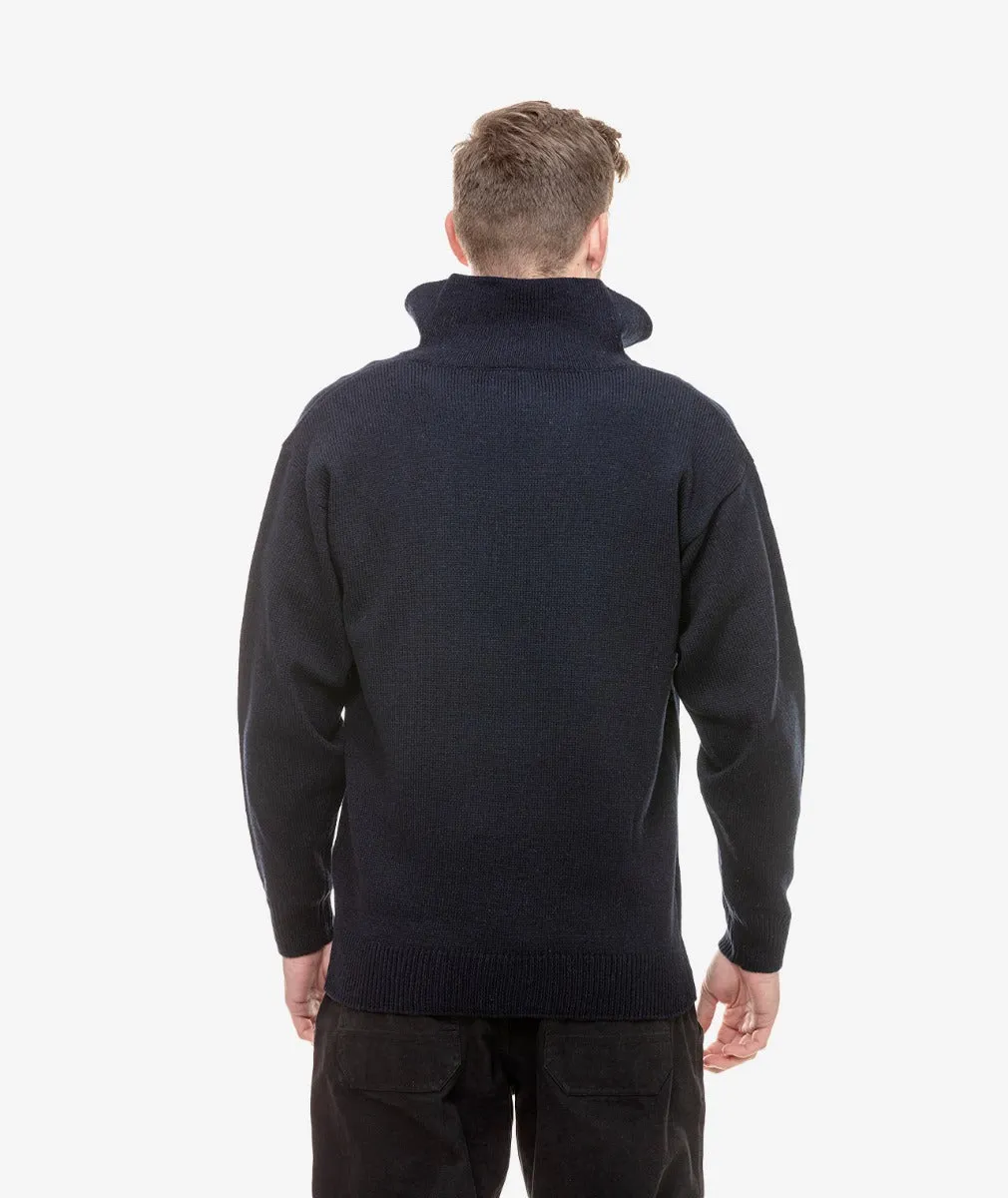 Mariner Zip Neck Wool Sweater - Navy