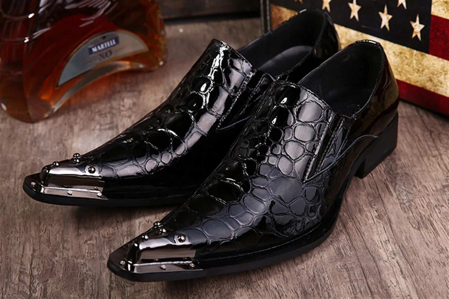 Men Lace Up Steel Pointed Toe Oxford Shoes