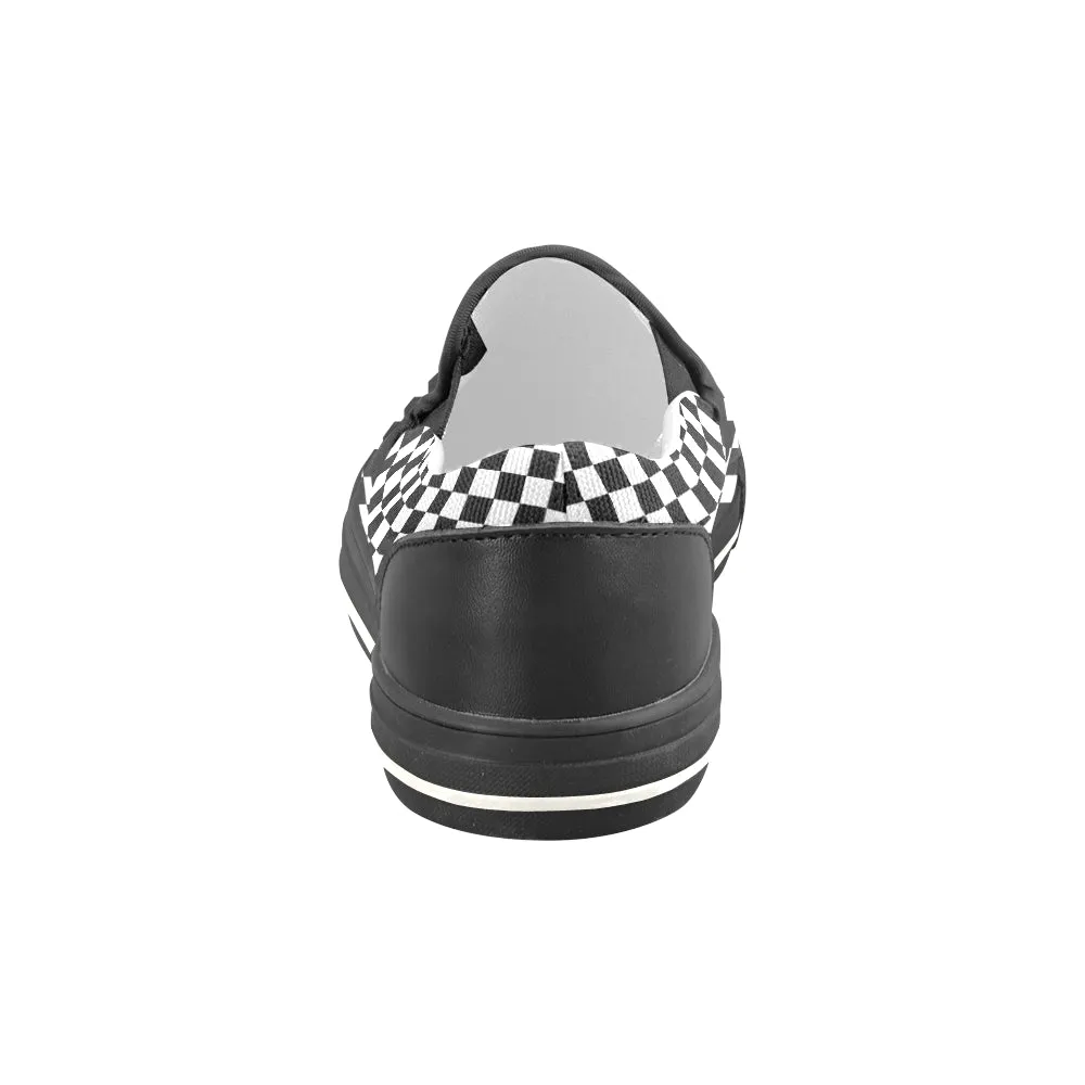 Men's Classic B/W Checks Print Slip-on Canvas Shoes