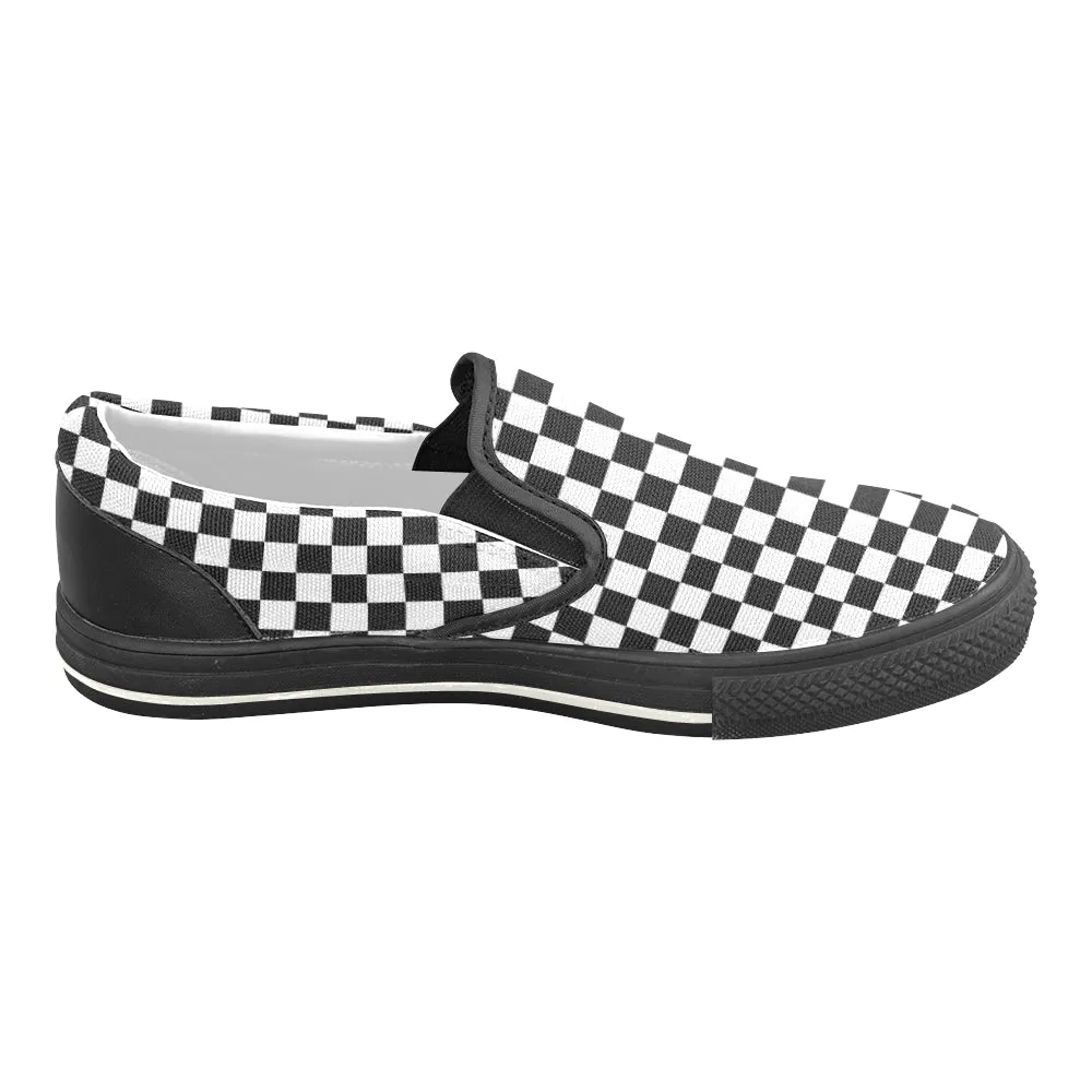 Men's Classic B/W Checks Print Slip-on Canvas Shoes