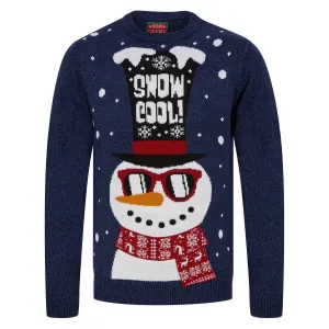 Mens LED Snowman Christmas Jumper Snow Cool Light Up Shades