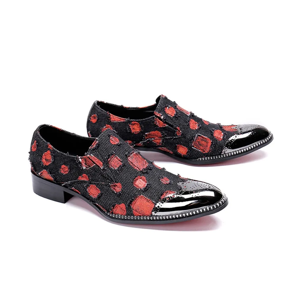 Mens Printed Low Heel Slip On Shoes