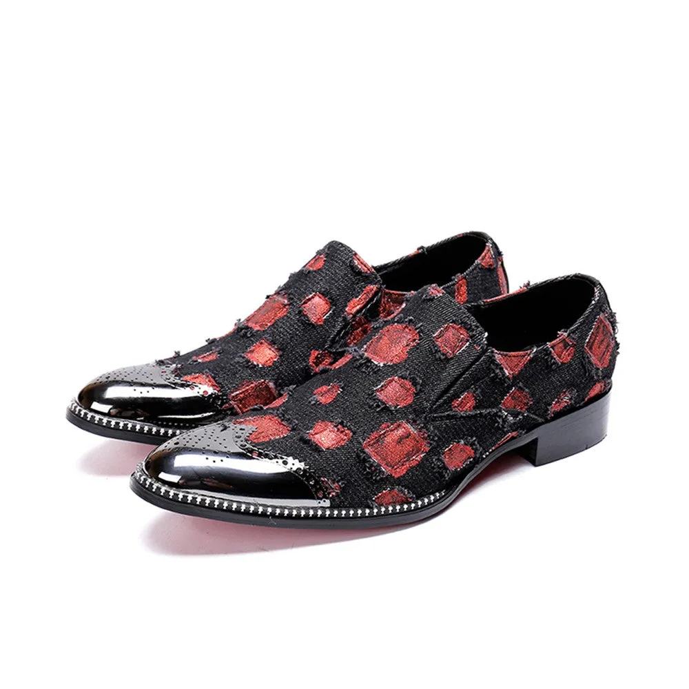 Mens Printed Low Heel Slip On Shoes