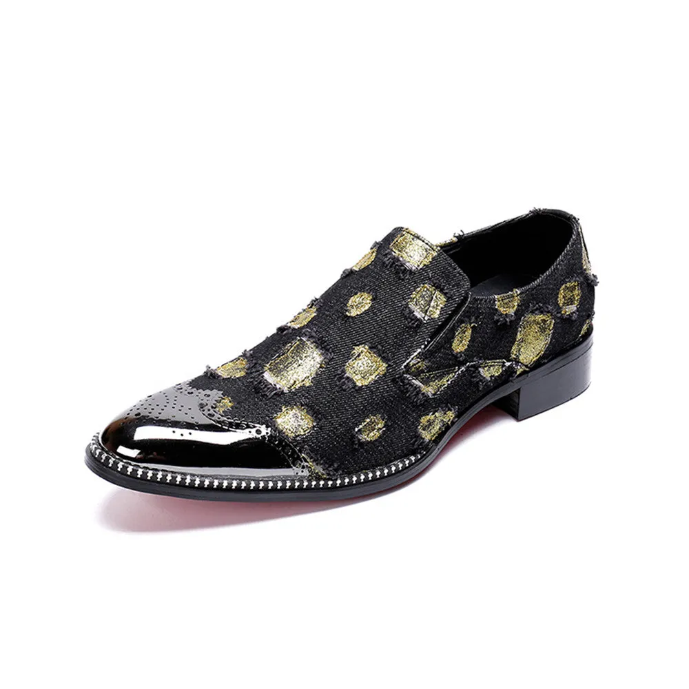 Mens Printed Low Heel Slip On Shoes