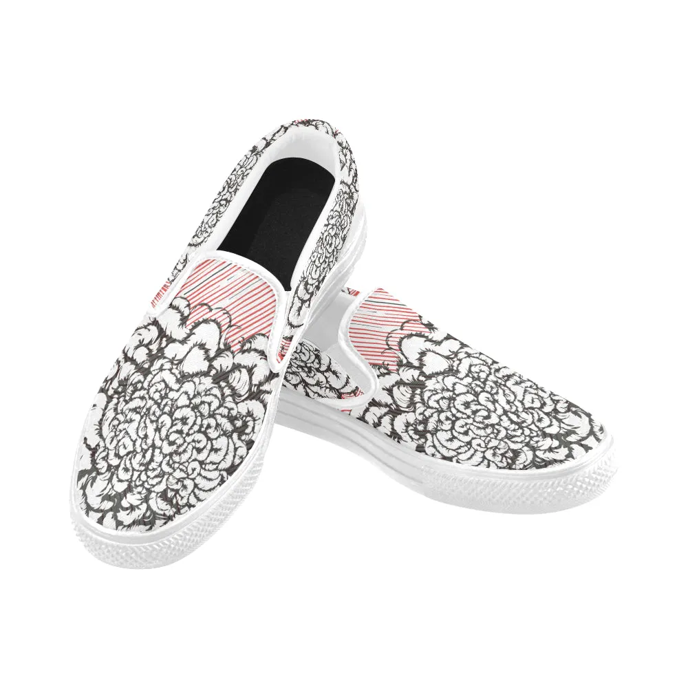 Men's Scribble Doodle Print Canvas Slip-on Shoes