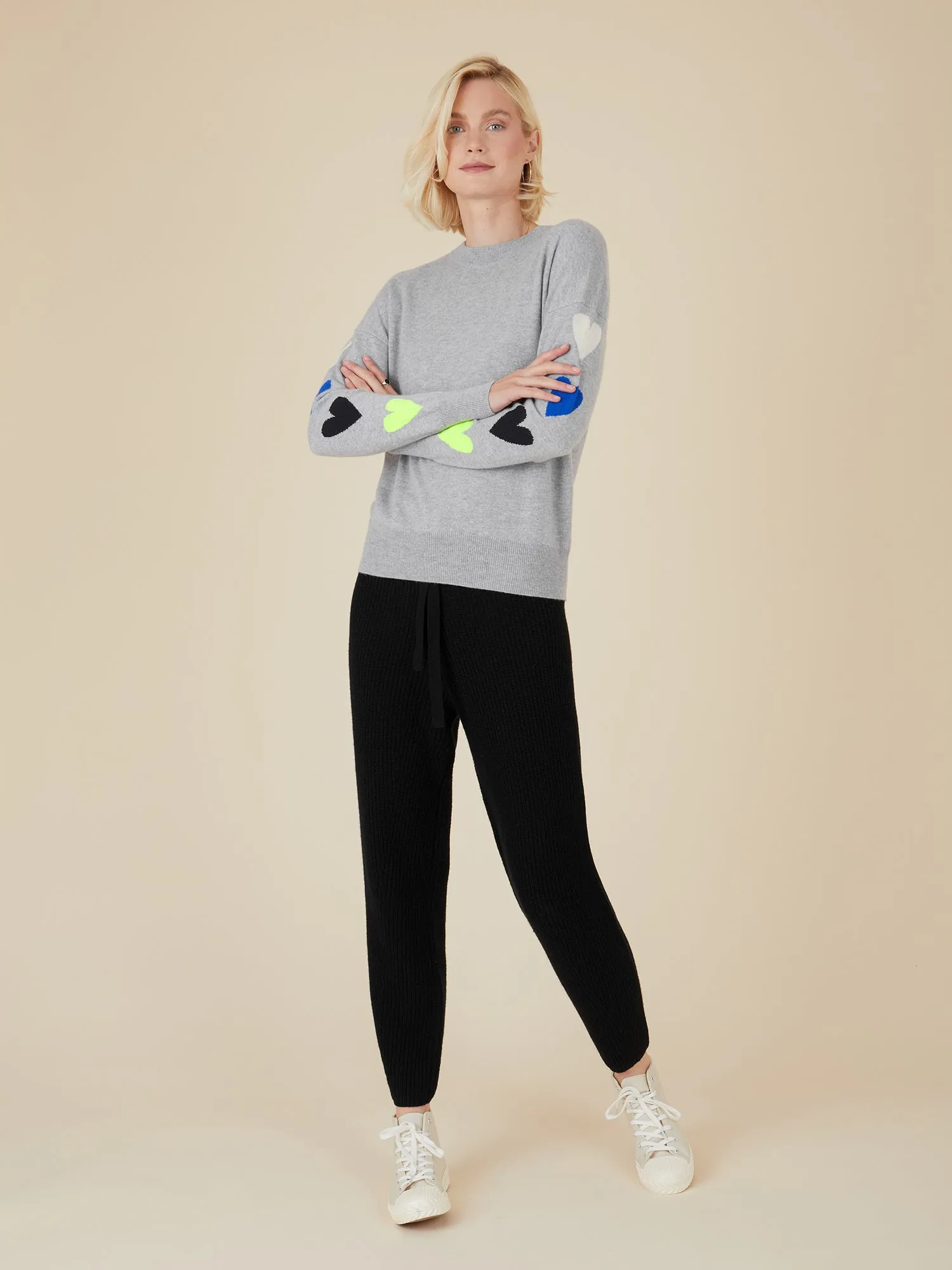 Mina Heart Grey Cashmere Jumper