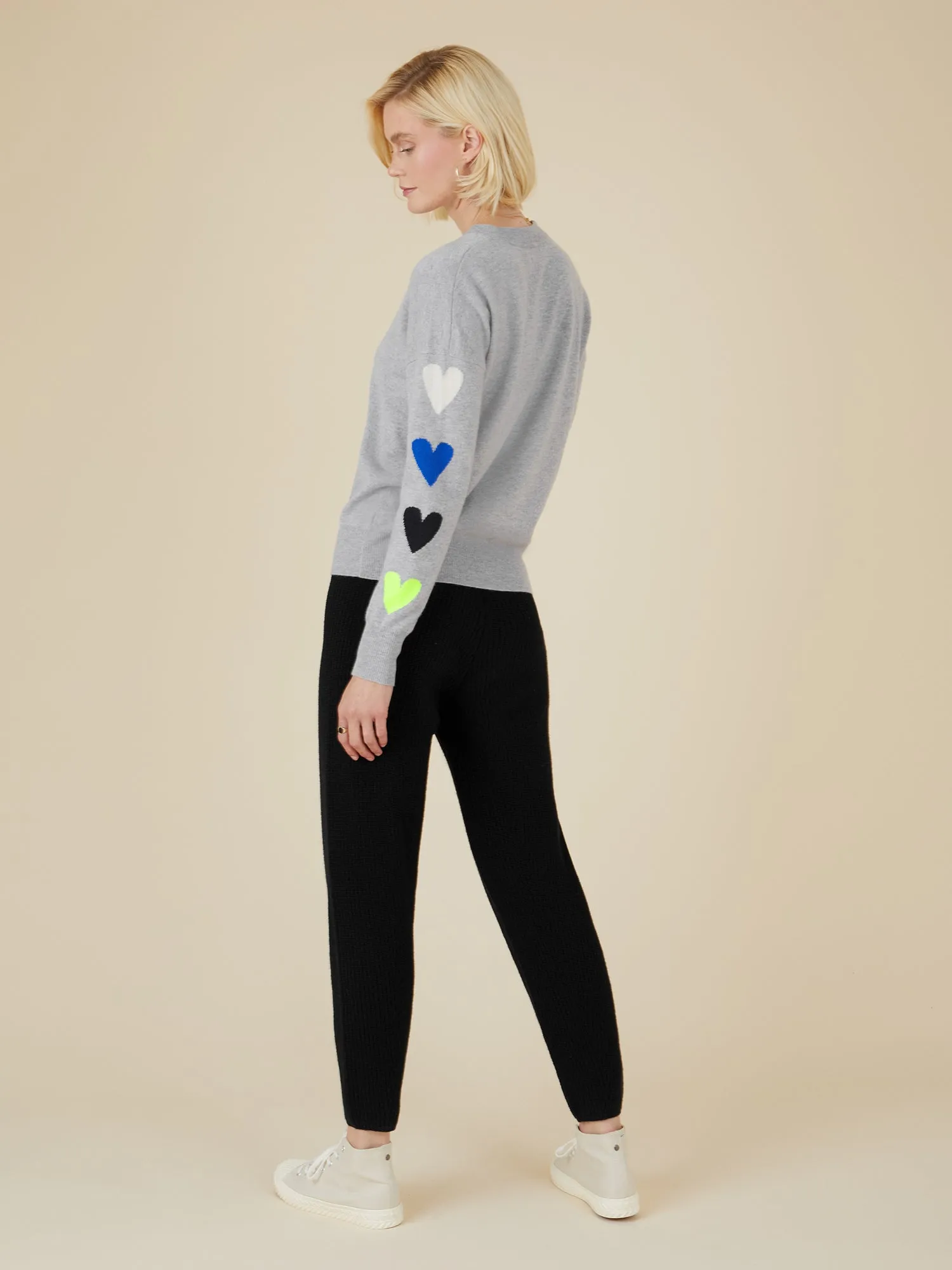 Mina Heart Grey Cashmere Jumper