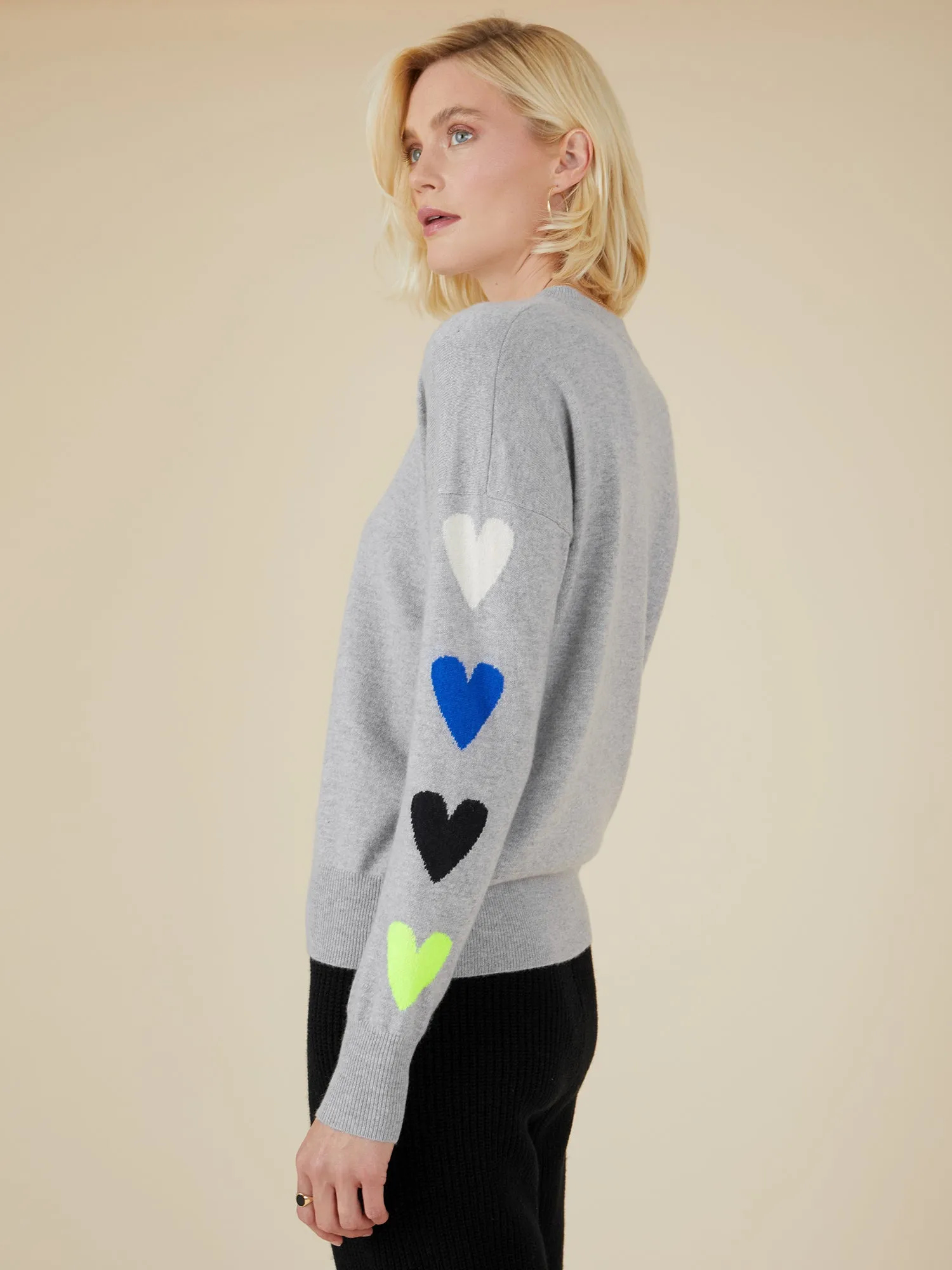 Mina Heart Grey Cashmere Jumper