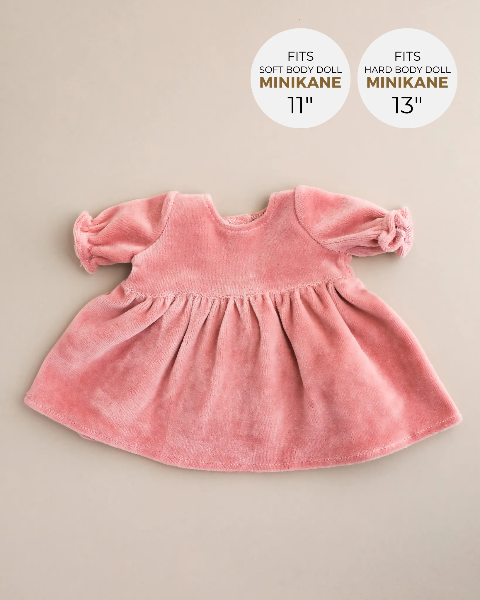 Minikane Doll Clothes | Doll Velvet Dress - Pink