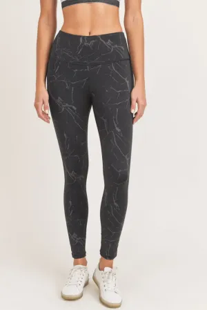 Mono B Marble Foil Print High-Waisted Legging