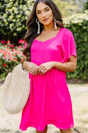 Never Give Up Hot Pink Babydoll Dress