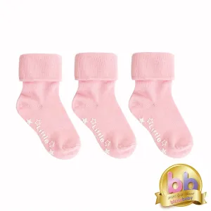 Non-Slip Stay On Baby and Toddler Socks - 3 Pack in Fairy Tale Pink