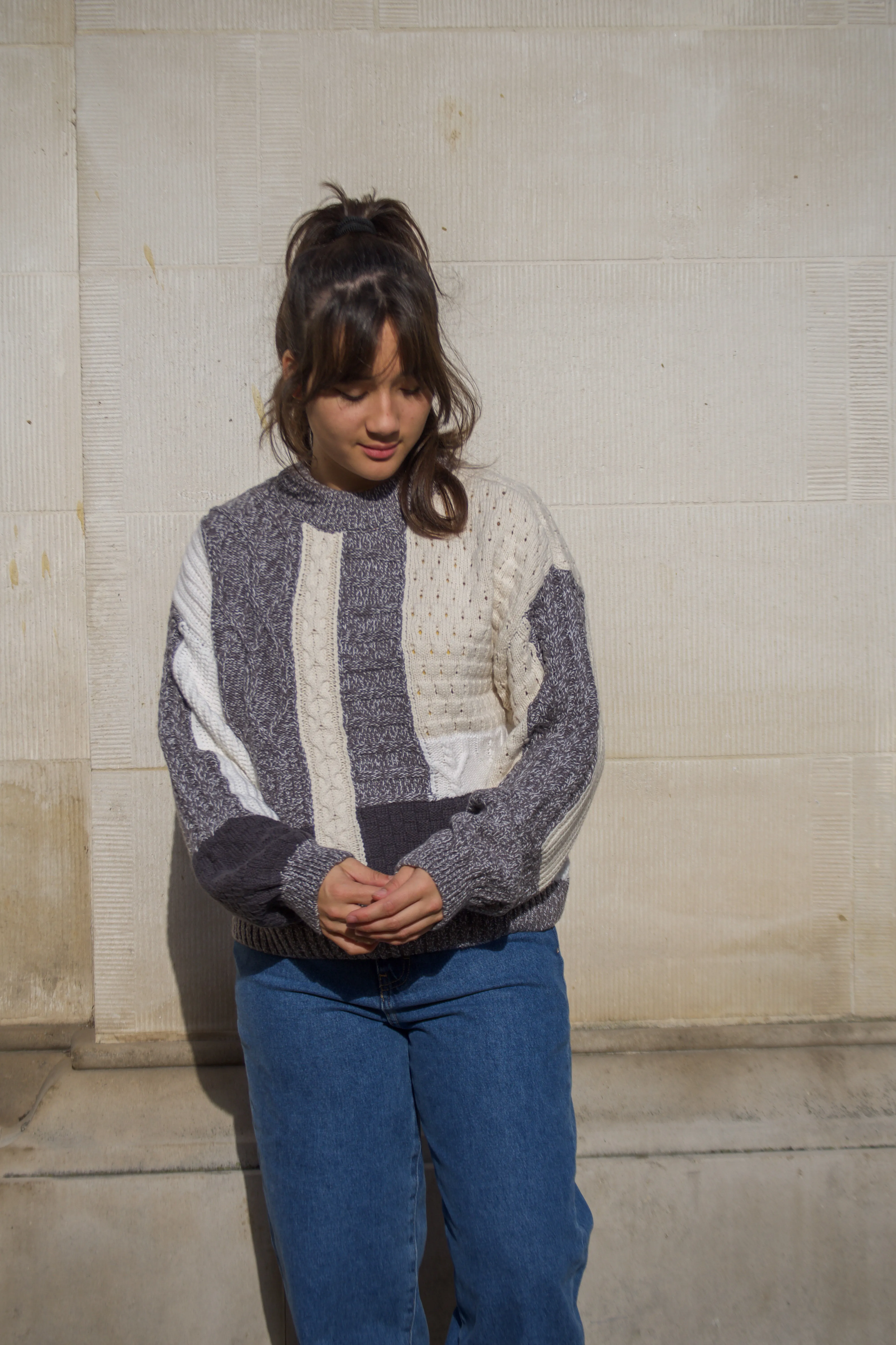 Object Rush White Sand and Grey Jumper