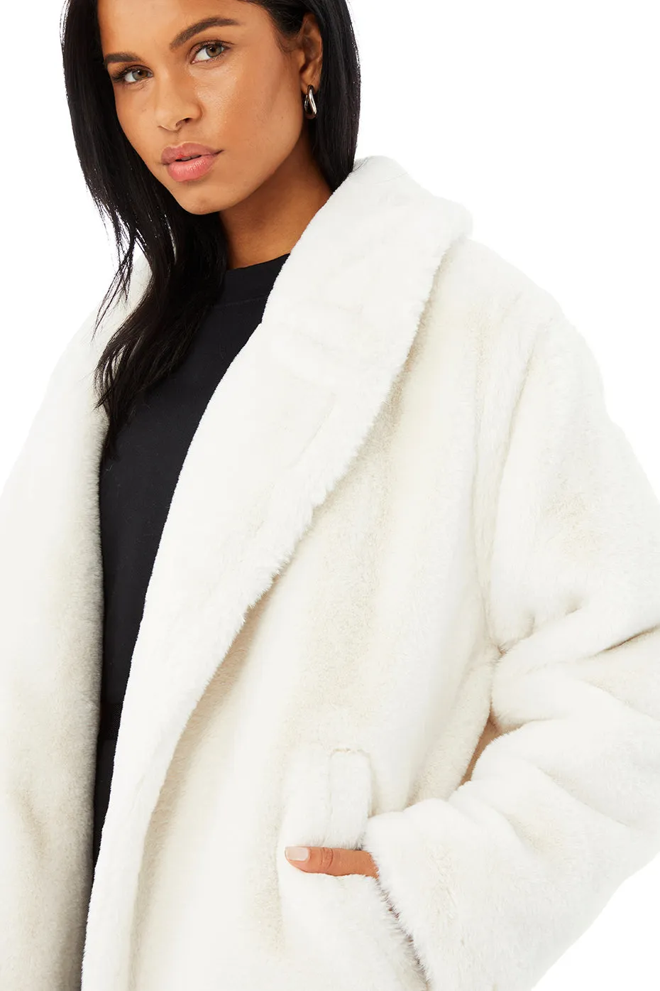 Oversized Faux Fur Trench - Ivory