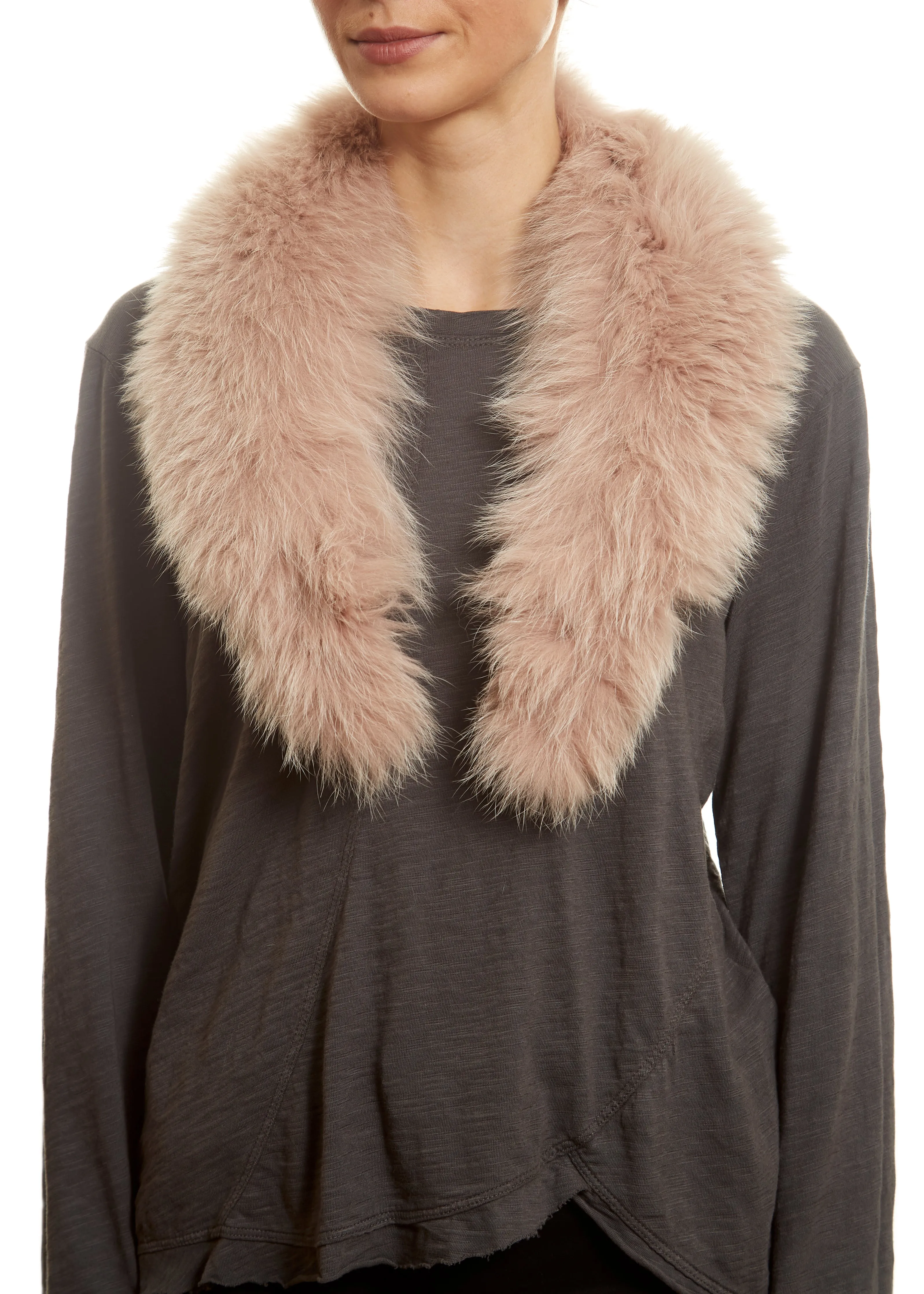 Pink Genuine Fox Fur Collar