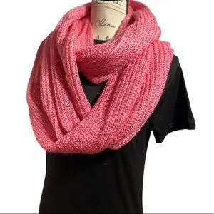 Pink Infinity Knitted Scarf