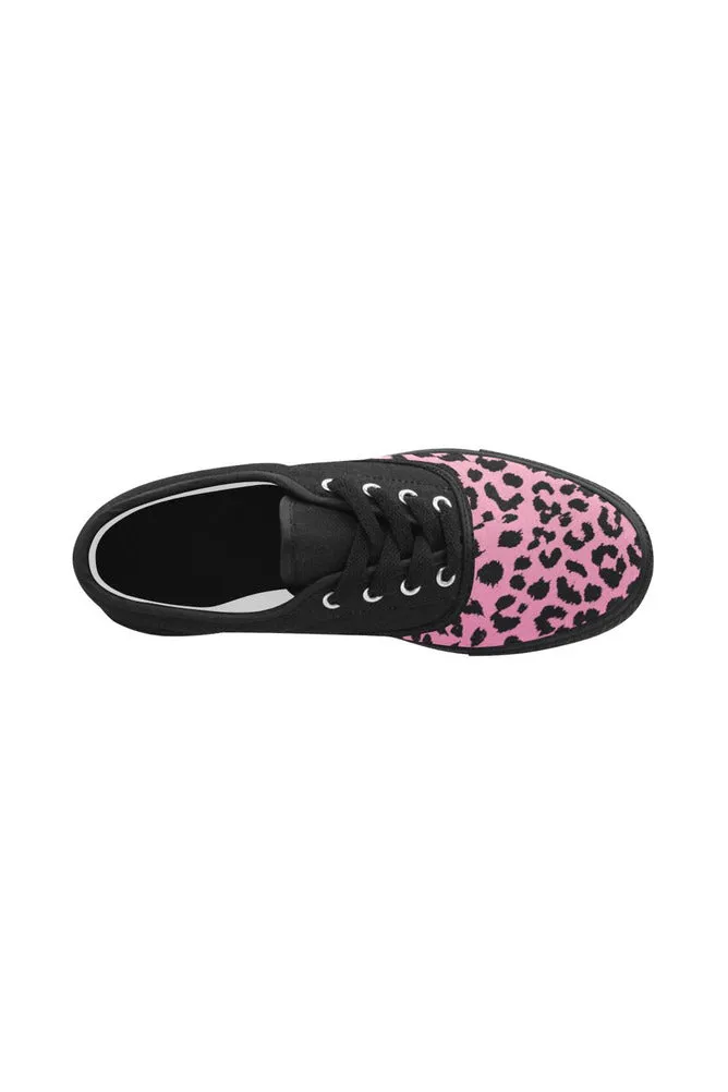 Pink Leopard Print Aries Women's Canvas Shoes