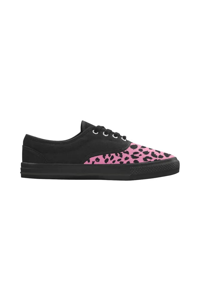 Pink Leopard Print Aries Women's Canvas Shoes