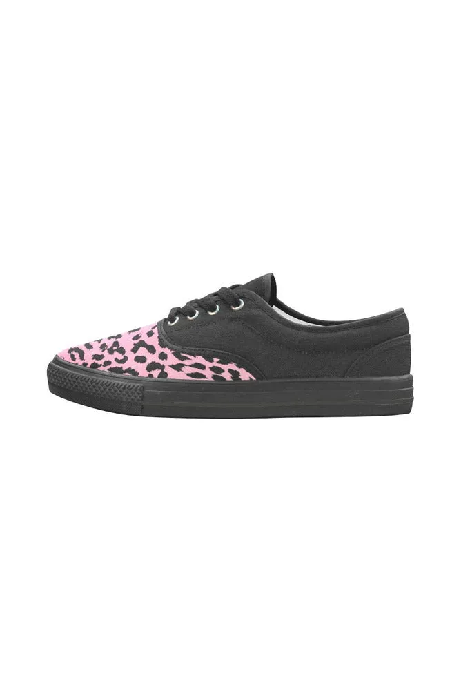 Pink Leopard Print Aries Women's Canvas Shoes