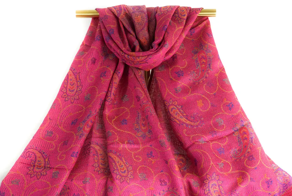 Pink Little Paisley Pashmina Scarf Bohemian Shawl