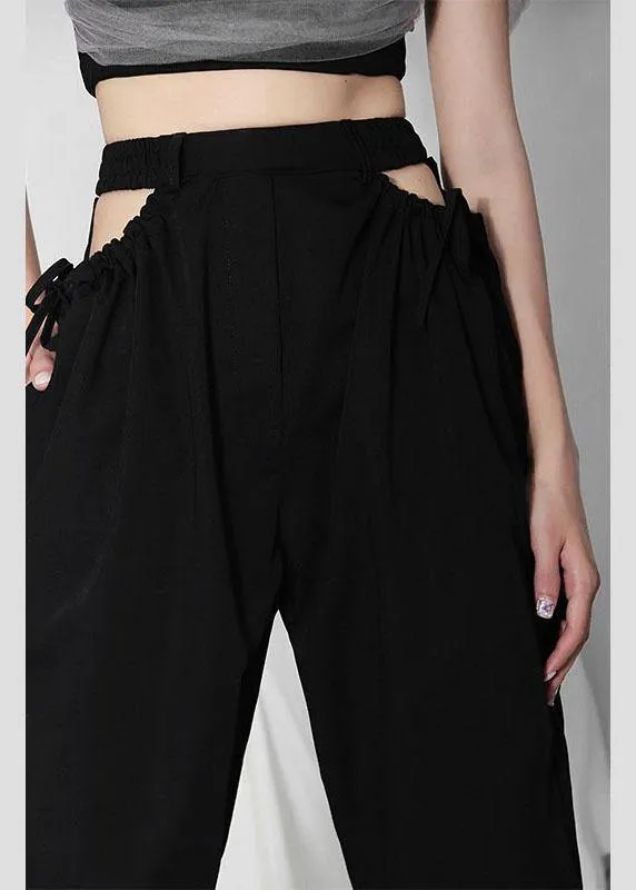 Plus Size Black High Waist CinchedCargo Pants