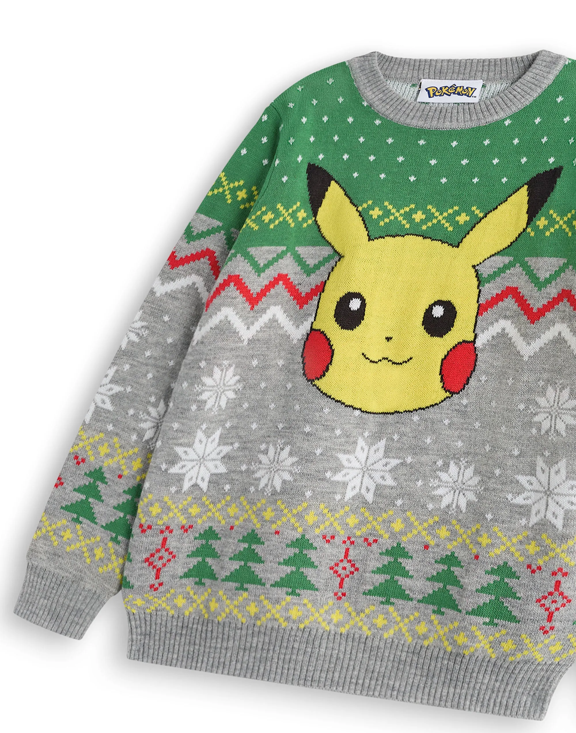 Pokemon Pikachu Boys Grey Christmas Jumper