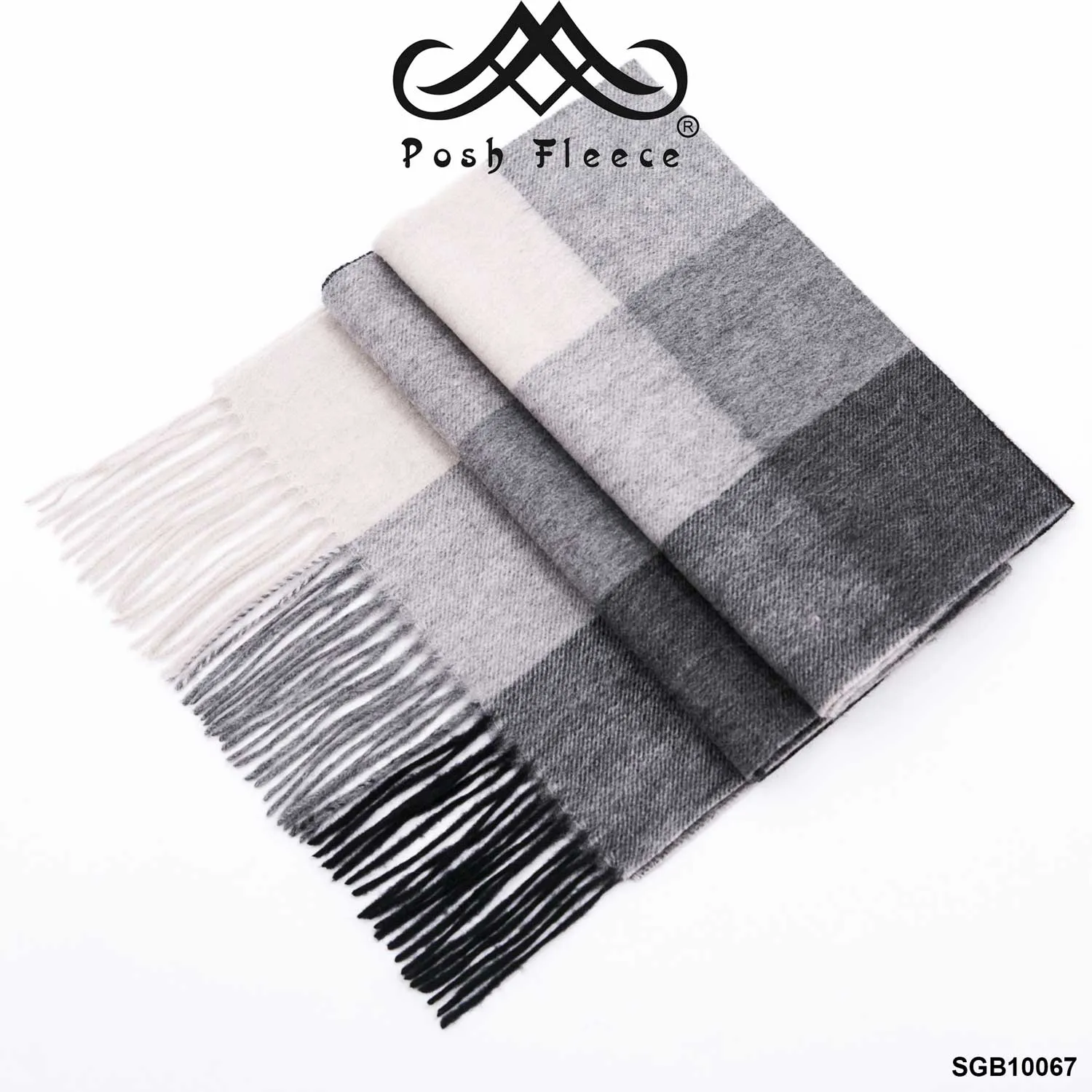 POSH FLEECE Pure Wool Luxurious Scarf with Fringed Trim SGB10067