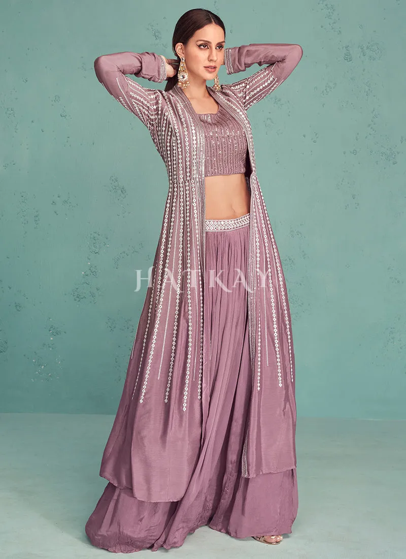 Purple Sequence Embroidered Lehenga Choli With Jacket