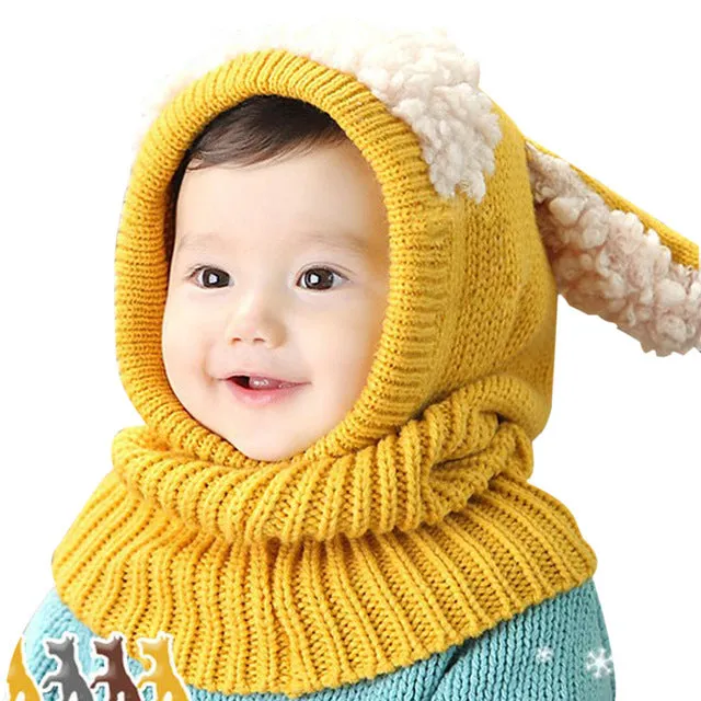 Rabbit Ear Knitted Scarf Set