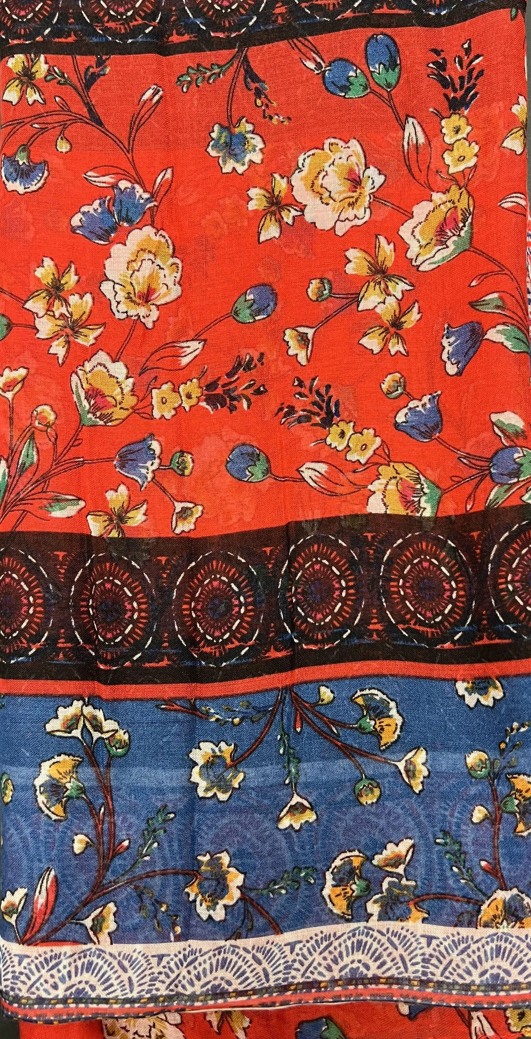 Red Flower Viscose Printed