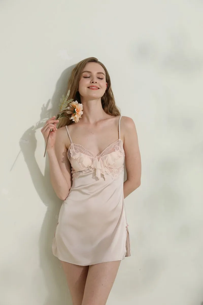 Rosy Silk and Lace Sleepwear