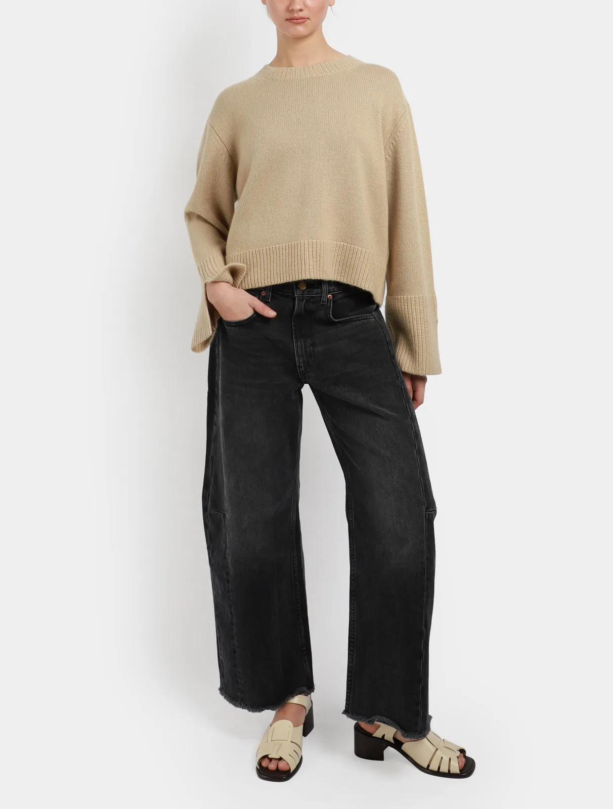 Round Neck Split Cuff Jumper