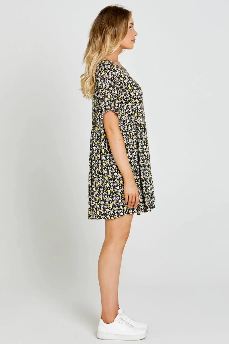 Sass - Sloane Mini Dress - Black Ditsy Floral