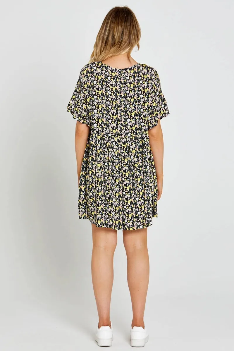 Sass - Sloane Mini Dress - Black Ditsy Floral