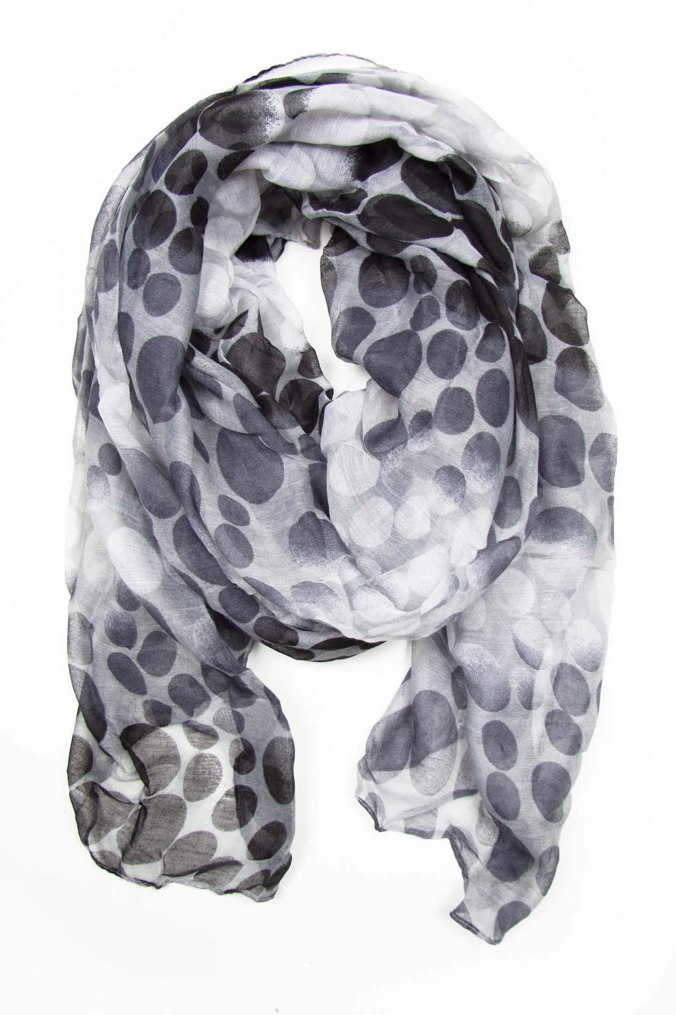 Scarf / Grey and Black Dots / Unisex