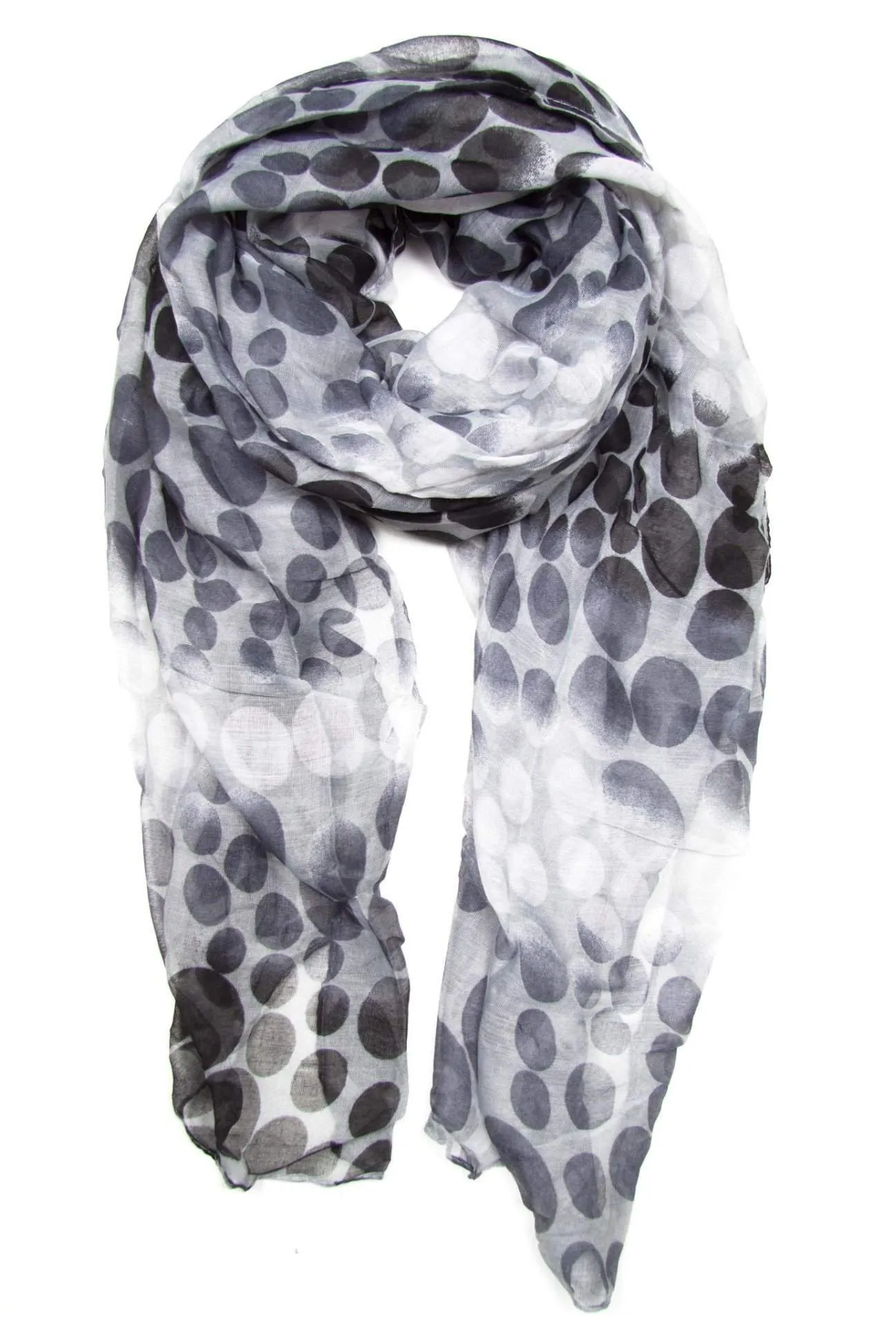 Scarf / Grey and Black Dots / Unisex