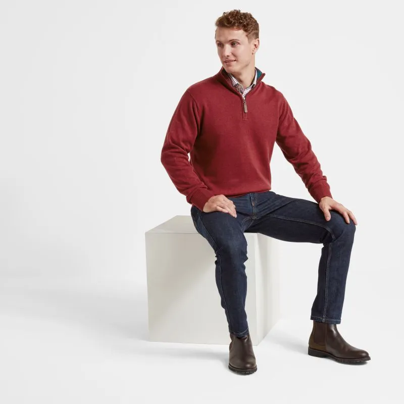 Schoffel Cotton Cashmere 1/4 Zip Jumper - Chilli