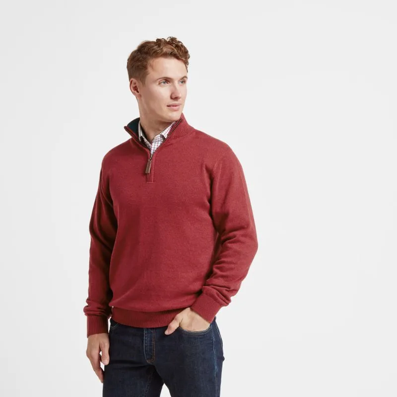 Schoffel Cotton Cashmere 1/4 Zip Jumper - Chilli