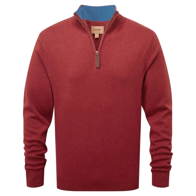 Schoffel Cotton Cashmere 1/4 Zip Jumper - Chilli