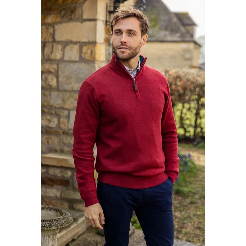 Schoffel Cotton Cashmere 1/4 Zip Jumper - Chilli