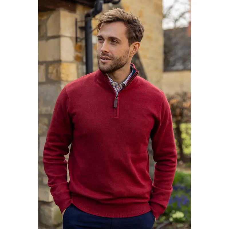 Schoffel Cotton Cashmere 1/4 Zip Jumper - Chilli