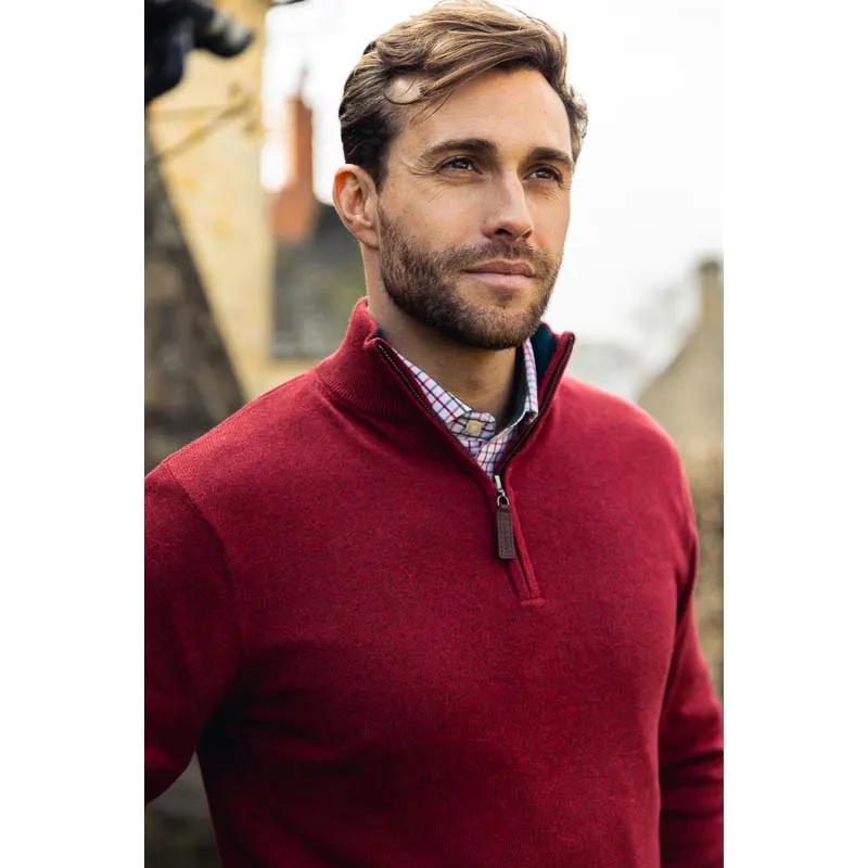 Schoffel Cotton Cashmere 1/4 Zip Jumper - Chilli