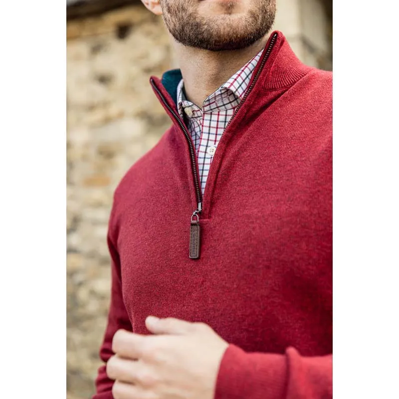 Schoffel Cotton Cashmere 1/4 Zip Jumper - Chilli