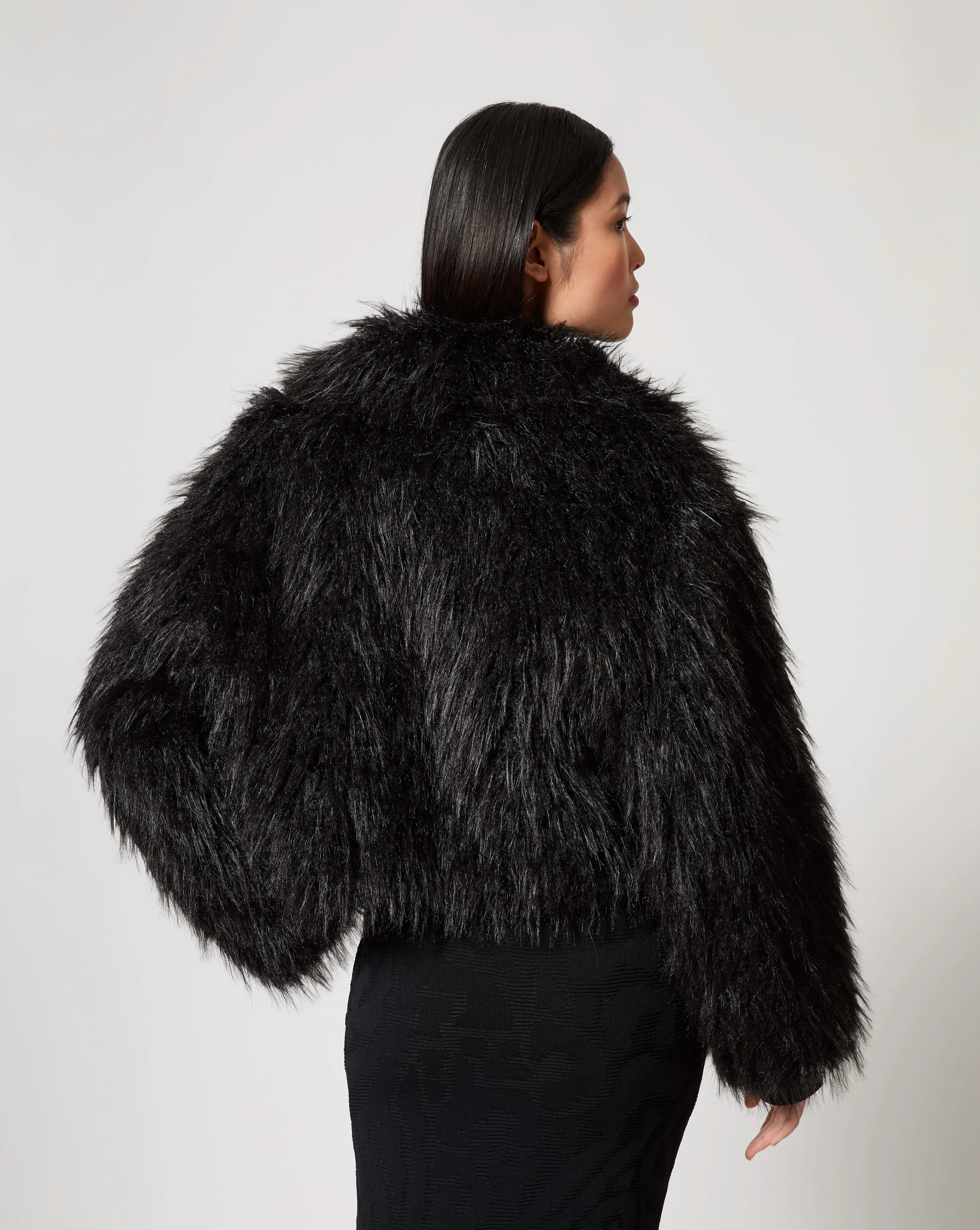 Shaggy Cropped Mongolian Faux Fur Jacket