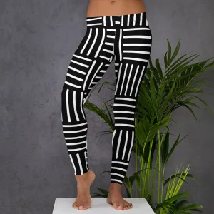 Taija White Black Leggings, Basket Weave Pattern Leggings, Black White Leggings for Women, Geometric Yoga Leggings, Leggings for Women