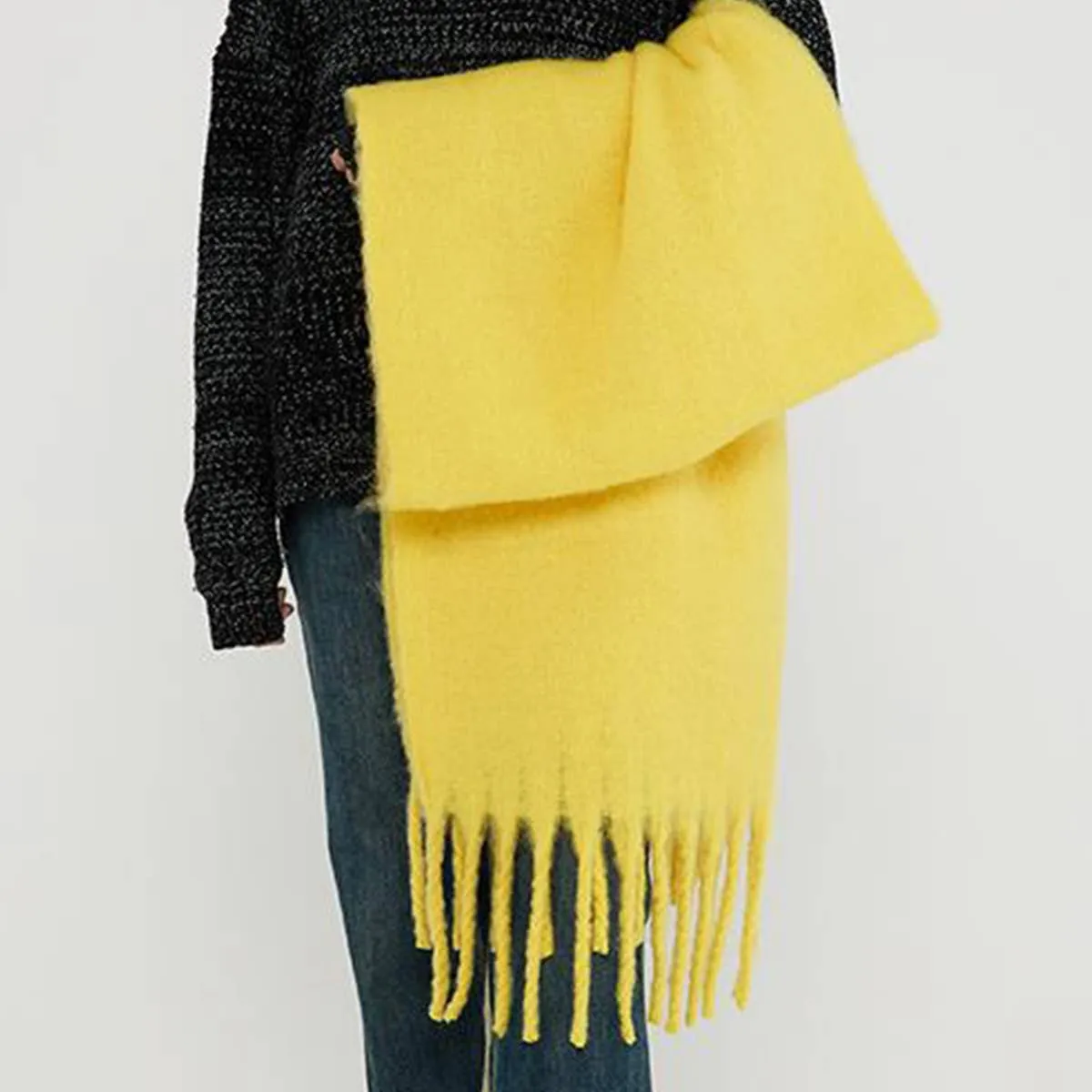 Thick Mohair Scarf - Yellow