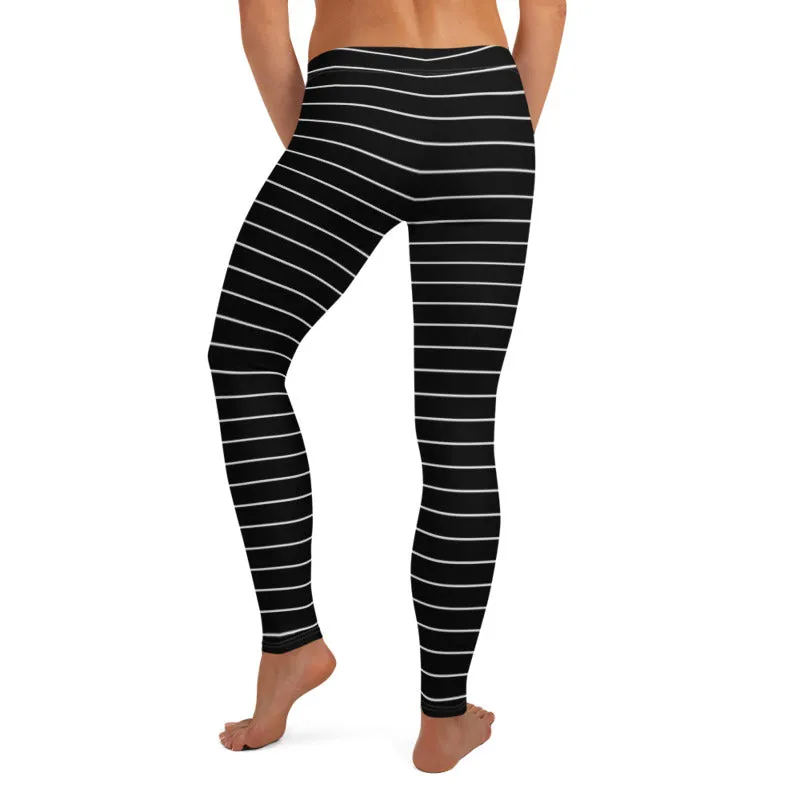 Thin Striped Black leggings, Capris and Shorts