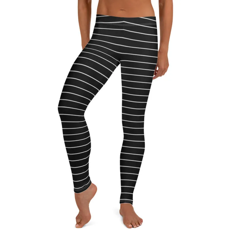 Thin Striped Black leggings, Capris and Shorts